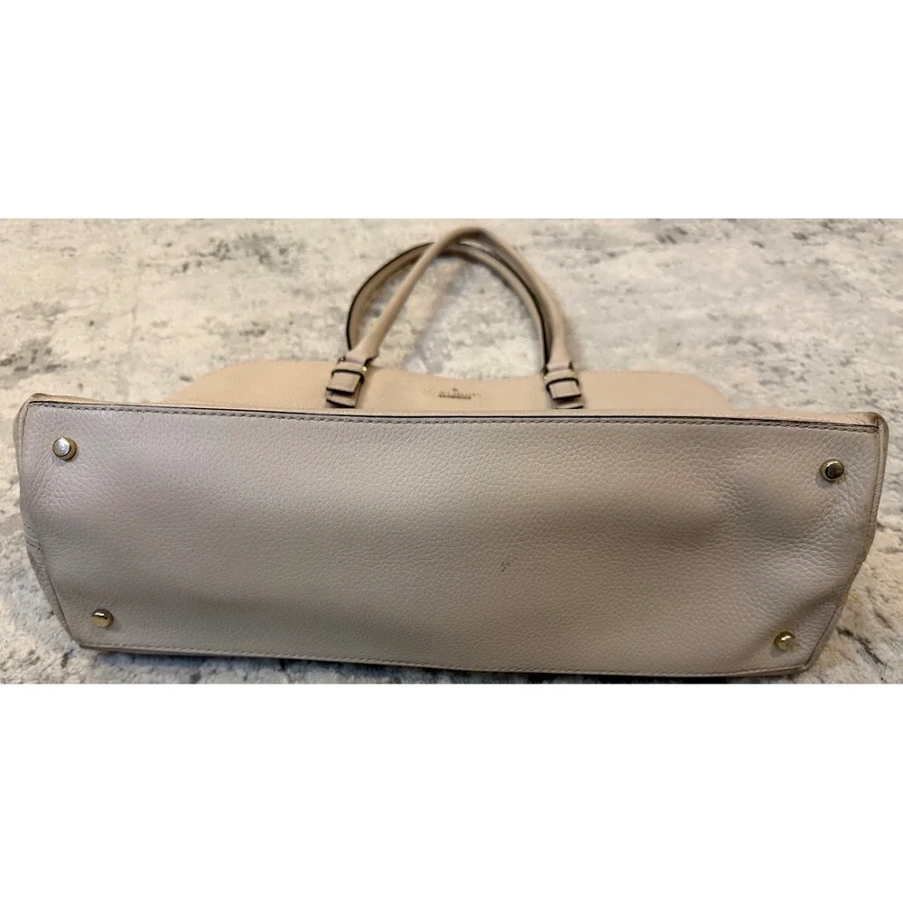 Kate Spade New York Beige Pebbled Leather Tote Shoulder Bag‎ Gold Hardware